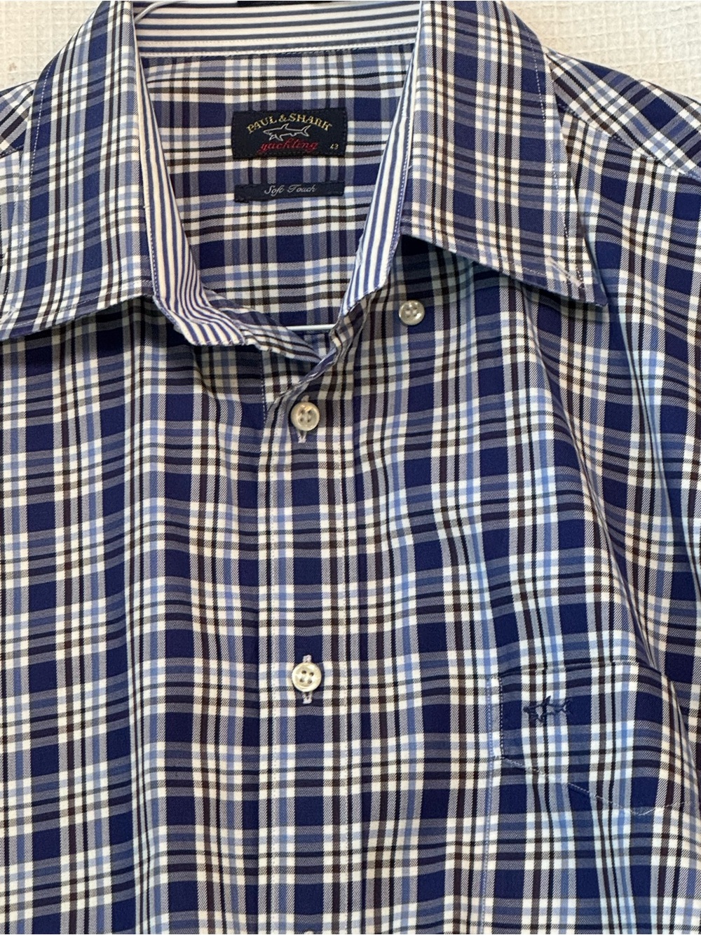 $325.00 Paul & Shark Men's Blue Plaid Button-Up Shirt